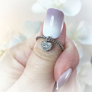 White Gold Diamond Heart Charm Band